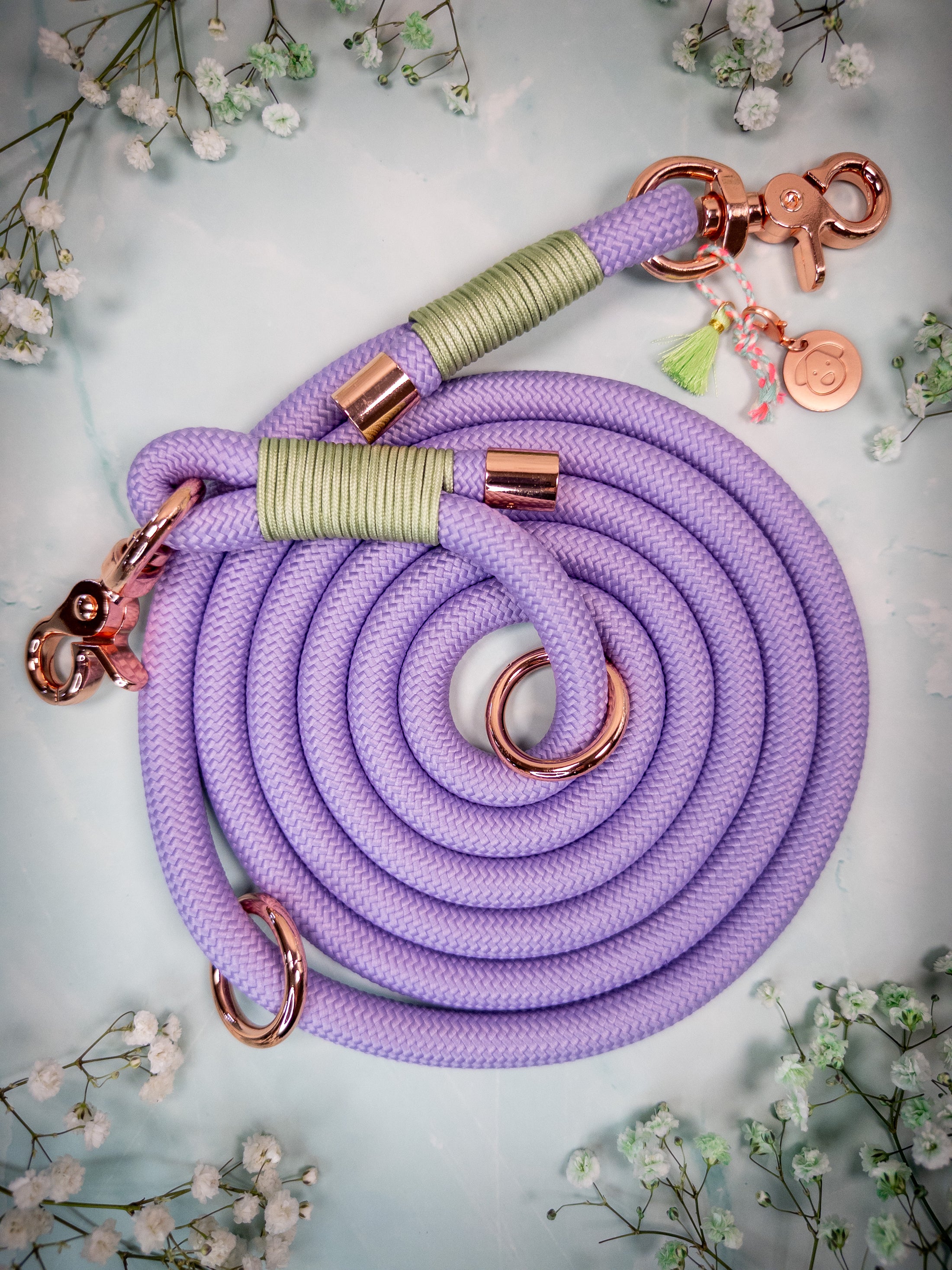 Luxury rope leash in purple. Luxury dog accessories.